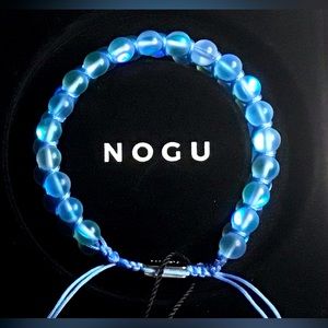 🩵🩶 NOGU Aquamarine Silver Mermaid Glass Double Macrame Bracelet 🩶🩵